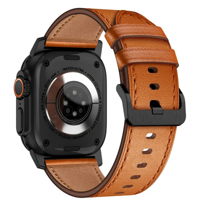 For Apple Watch 10 46mm / Ultra 2 / Ultra 49mm / 9 8 7 45mm / SE (2023) SE (2022) SE 6 5 4 44mm / 3 2 1 42mm Genuine Cow Leather Band