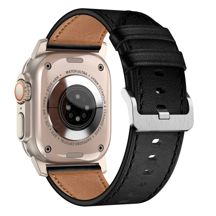 For Apple Watch 10 46mm / Ultra 2 / Ultra 49mm / 9 8 7 45mm / SE (2023) SE (2022) SE 6 5 4 44mm / 3 2 1 42mm Genuine Cow Leather Band