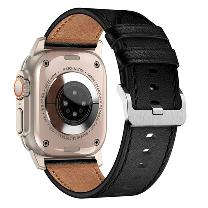 For Apple Watch 10 46mm / Ultra 2 / Ultra 49mm / 9 8 7 45mm / SE (2023) SE (2022) SE 6 5 4 44mm / 3 2 1 42mm Genuine Cow Leather Band