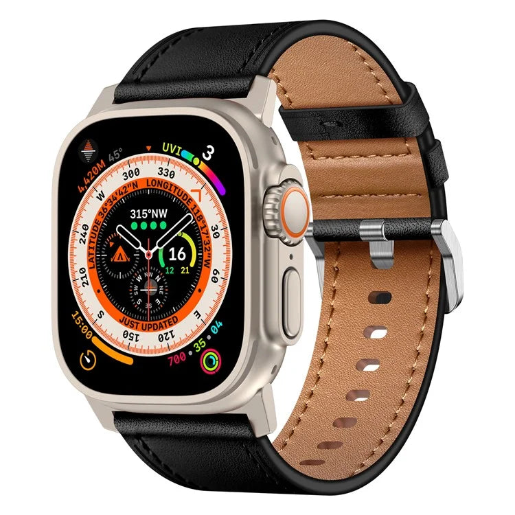 For Apple Watch 10 46mm / Ultra 2 / Ultra 49mm / 9 8 7 45mm / SE (2023) SE (2022) SE 6 5 4 44mm / 3 2 1 42mm Genuine Cow Leather Band