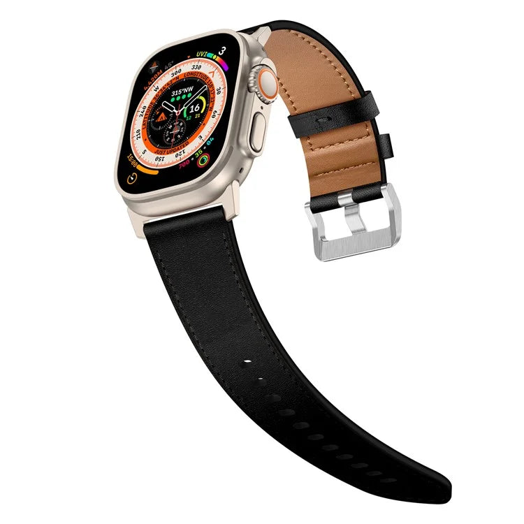 For Apple Watch 10 46mm / Ultra 2 / Ultra 49mm / 9 8 7 45mm / SE (2023) SE (2022) SE 6 5 4 44mm / 3 2 1 42mm Genuine Cow Leather Band