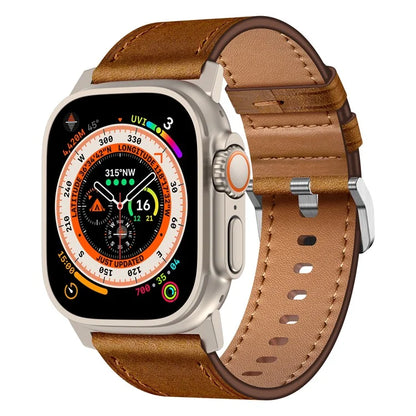 For Apple Watch 10 46mm / Ultra 2 / Ultra 49mm / 9 8 7 45mm / SE (2023) SE (2022) SE 6 5 4 44mm / 3 2 1 42mm Genuine Cow Leather Band