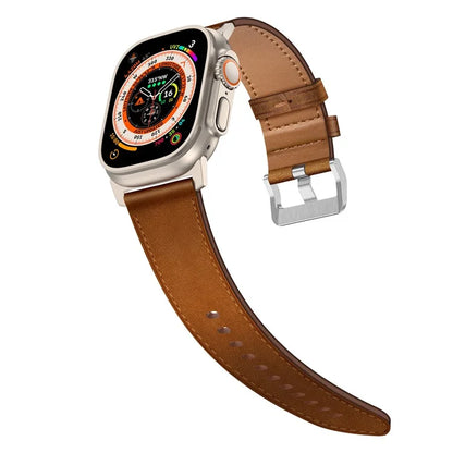 For Apple Watch 10 46mm / Ultra 2 / Ultra 49mm / 9 8 7 45mm / SE (2023) SE (2022) SE 6 5 4 44mm / 3 2 1 42mm Genuine Cow Leather Band