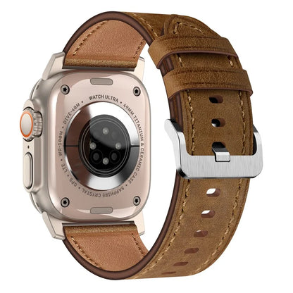 For Apple Watch 10 46mm / Ultra 2 / Ultra 49mm / 9 8 7 45mm / SE (2023) SE (2022) SE 6 5 4 44mm / 3 2 1 42mm Genuine Cow Leather Band