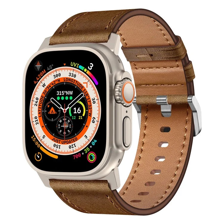 For Apple Watch 10 46mm / Ultra 2 / Ultra 49mm / 9 8 7 45mm / SE (2023) SE (2022) SE 6 5 4 44mm / 3 2 1 42mm Genuine Cow Leather Band