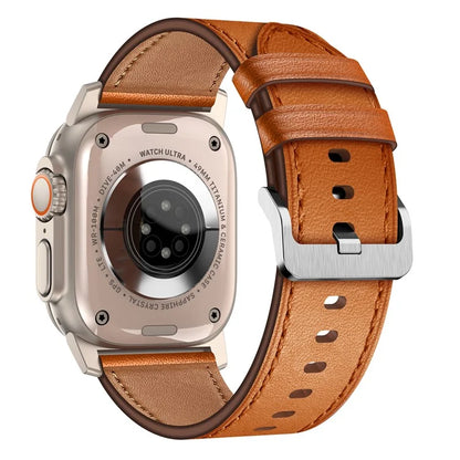 For Apple Watch 10 46mm / Ultra 2 / Ultra 49mm / 9 8 7 45mm / SE (2023) SE (2022) SE 6 5 4 44mm / 3 2 1 42mm Genuine Cow Leather Band