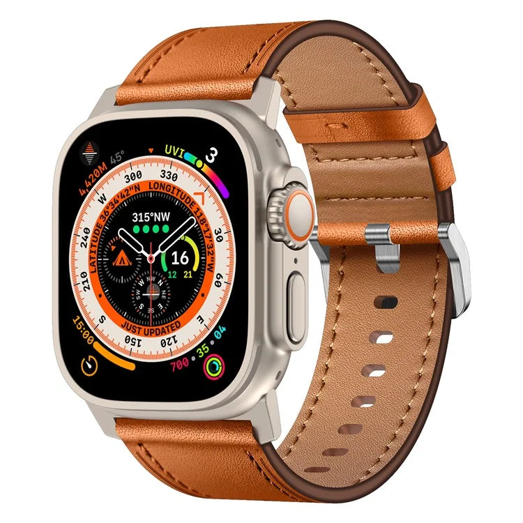 For Apple Watch 10 46mm / Ultra 2 / Ultra 49mm / 9 8 7 45mm / SE (2023) SE (2022) SE 6 5 4 44mm / 3 2 1 42mm Genuine Cow Leather Band