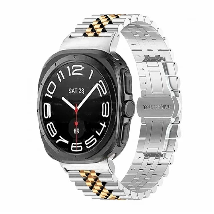 For Samsung Galaxy Watch Ultra 47mm Replacement Band 5-Bead Stainless Steel Strap with Butterfly Buckle