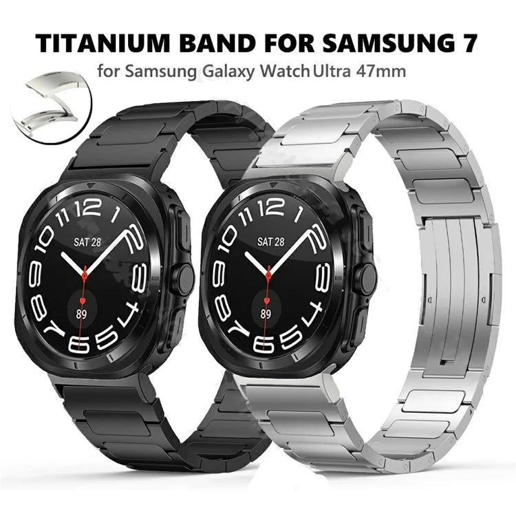 For Samsung Galaxy Watch Ultra 47mm Replacement Watch Band Folding Buckle Titanium Alloy Strap
