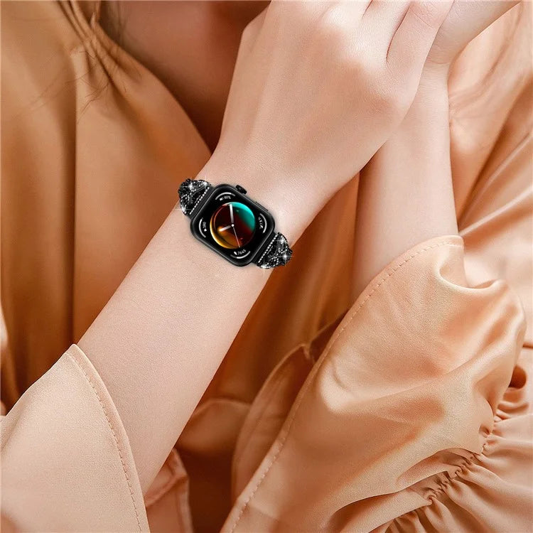 For Huawei Watch Fit 3 Rhinestone Decor Butterfly Design Watch Band Stainless Steel Wrist Strap