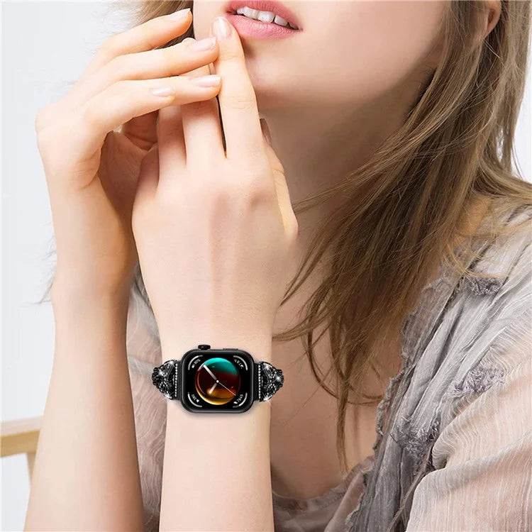 For Huawei Watch Fit 3 Rhinestone Decor Butterfly Design Watch Band Stainless Steel Wrist Strap