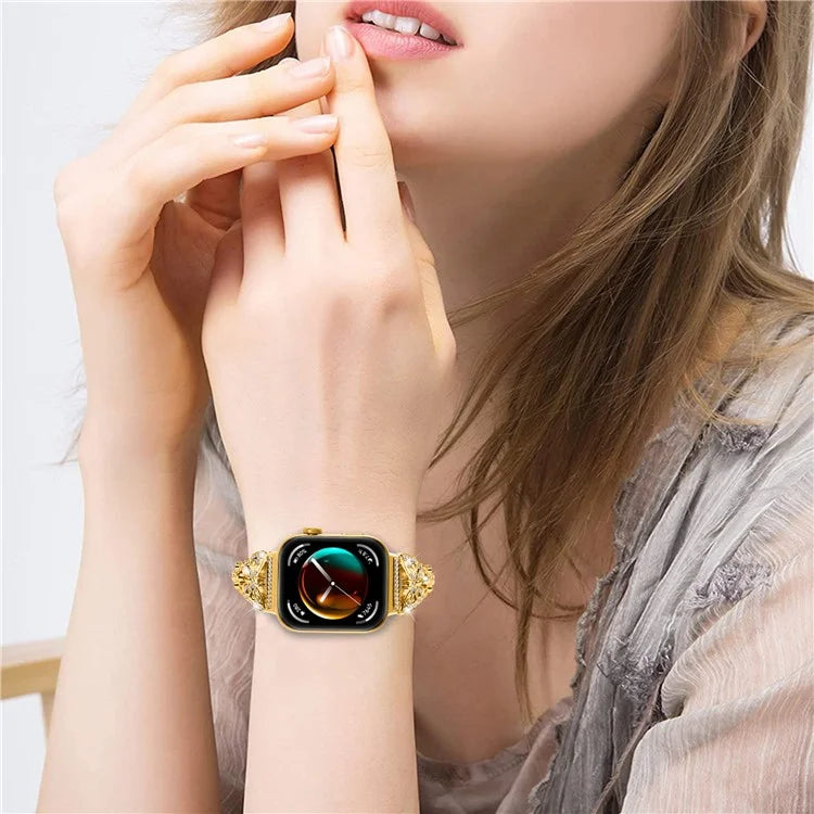 For Huawei Watch Fit 3 Rhinestone Decor Butterfly Design Watch Band Stainless Steel Wrist Strap