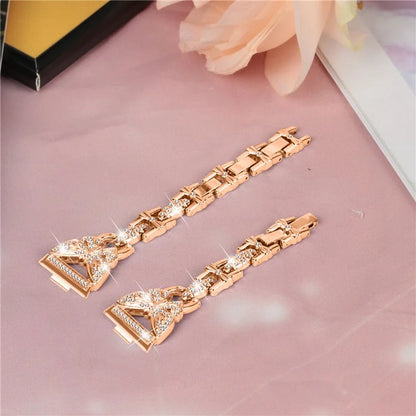 For Huawei Watch Fit 3 Rhinestone Decor Butterfly Design Watch Band Stainless Steel Wrist Strap