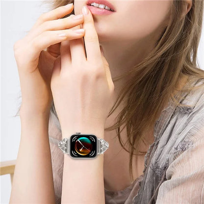 For Huawei Watch Fit 3 Rhinestone Decor Butterfly Design Watch Band Stainless Steel Wrist Strap