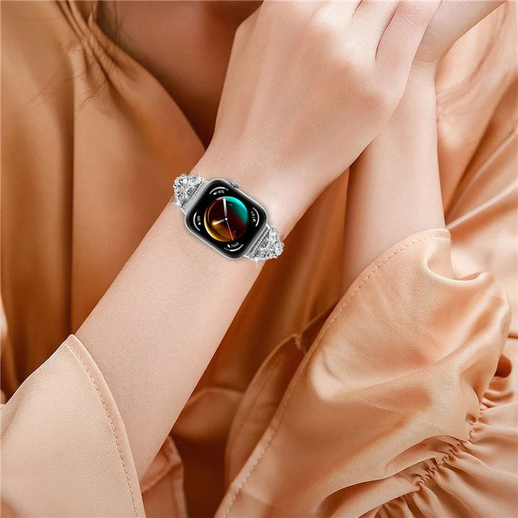 For Huawei Watch Fit 3 Rhinestone Decor Butterfly Design Watch Band Stainless Steel Wrist Strap