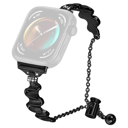 For Huawei Watch Fit 3 Rhinestone Decor Wave Shape Sliding Bracelet Watch Strap