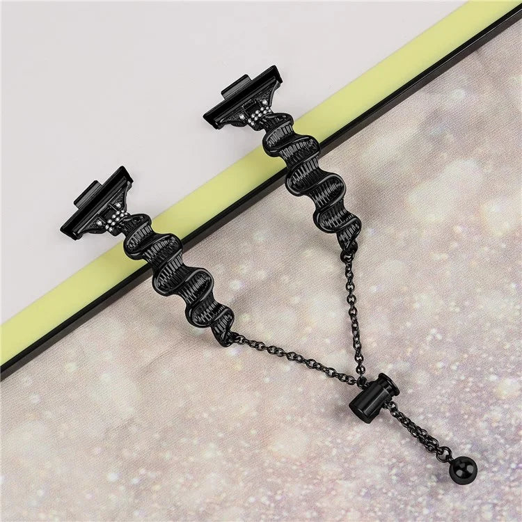 For Huawei Watch Fit 3 Rhinestone Decor Wave Shape Sliding Bracelet Watch Strap
