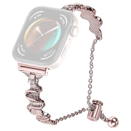 For Huawei Watch Fit 3 Rhinestone Decor Wave Shape Sliding Bracelet Watch Strap