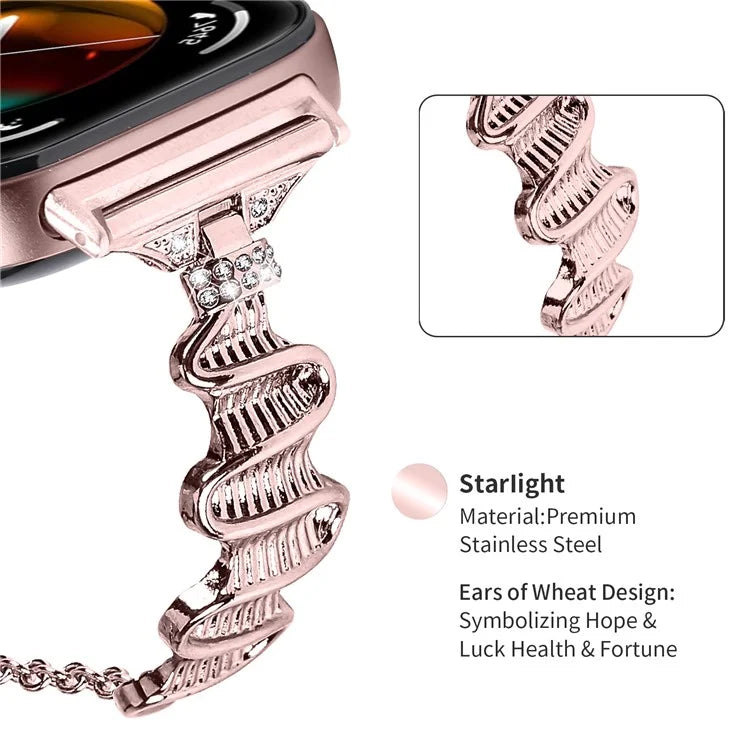 For Huawei Watch Fit 3 Rhinestone Decor Wave Shape Sliding Bracelet Watch Strap