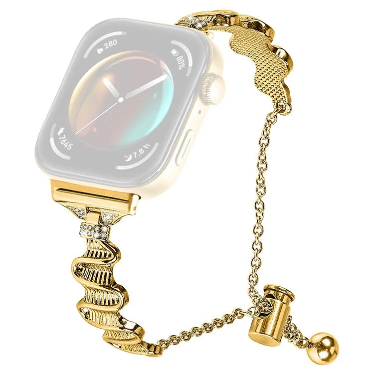 For Huawei Watch Fit 3 Rhinestone Decor Wave Shape Sliding Bracelet Watch Strap
