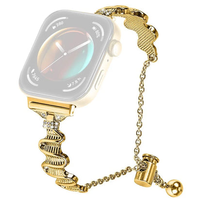 For Huawei Watch Fit 3 Rhinestone Decor Wave Shape Sliding Bracelet Watch Strap