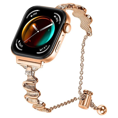 For Huawei Watch Fit 3 Rhinestone Decor Wave Shape Sliding Bracelet Watch Strap