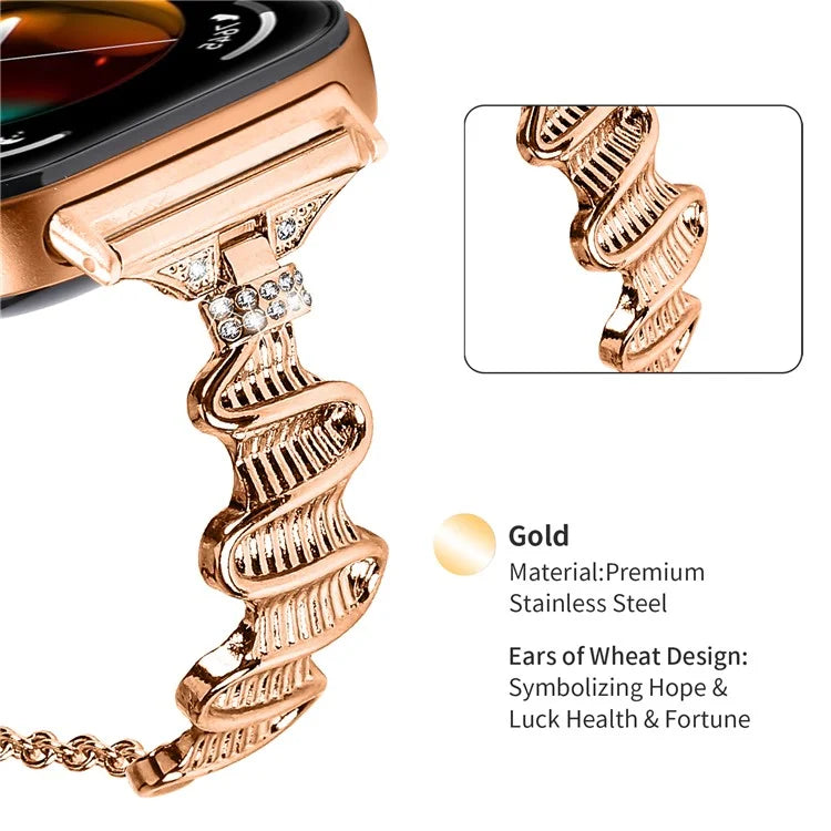 For Huawei Watch Fit 3 Rhinestone Decor Wave Shape Sliding Bracelet Watch Strap