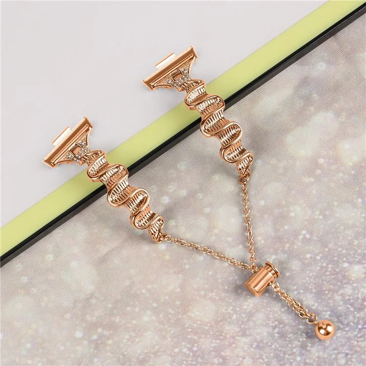 For Huawei Watch Fit 3 Rhinestone Decor Wave Shape Sliding Bracelet Watch Strap
