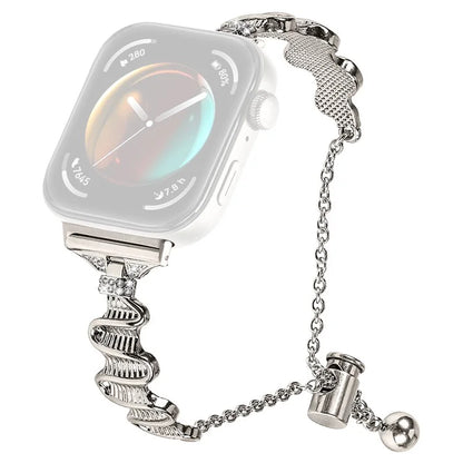 For Huawei Watch Fit 3 Rhinestone Decor Wave Shape Sliding Bracelet Watch Strap