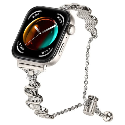For Huawei Watch Fit 3 Rhinestone Decor Wave Shape Sliding Bracelet Watch Strap