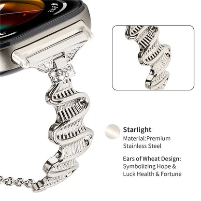 For Huawei Watch Fit 3 Rhinestone Decor Wave Shape Sliding Bracelet Watch Strap