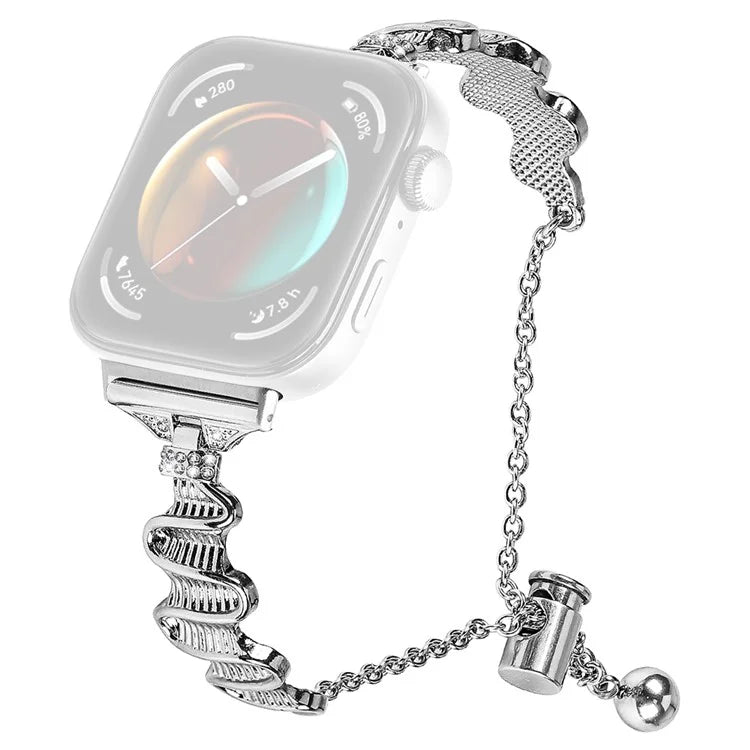 For Huawei Watch Fit 3 Rhinestone Decor Wave Shape Sliding Bracelet Watch Strap