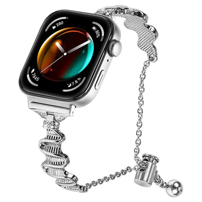 For Huawei Watch Fit 3 Rhinestone Decor Wave Shape Sliding Bracelet Watch Strap