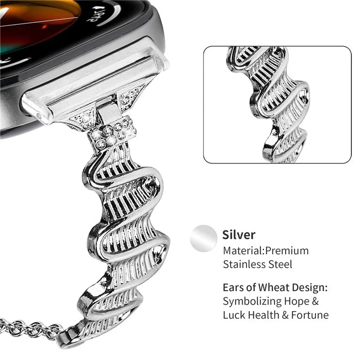 For Huawei Watch Fit 3 Rhinestone Decor Wave Shape Sliding Bracelet Watch Strap