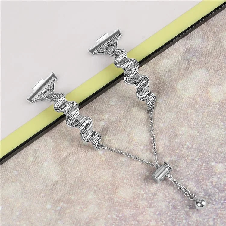 For Huawei Watch Fit 3 Rhinestone Decor Wave Shape Sliding Bracelet Watch Strap