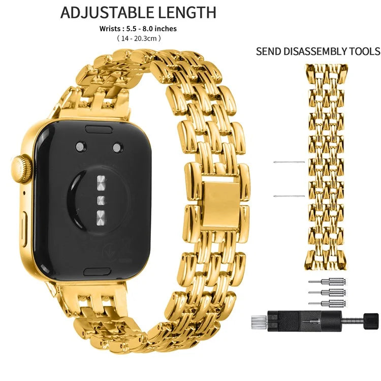 For Huawei Watch Fit 3 Hollow 5-Bead Watch Band Metal Wrist Strap Replacement