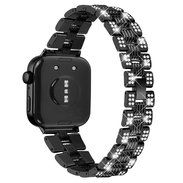 For Huawei Watch Fit 3 Rhinestone Decor Thread Texture Smart Watch Band Metal Wrist Strap