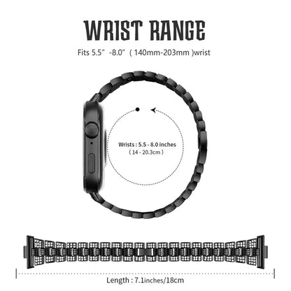 For Huawei Watch Fit 3 Rhinestone Decor Thread Texture Smart Watch Band Metal Wrist Strap