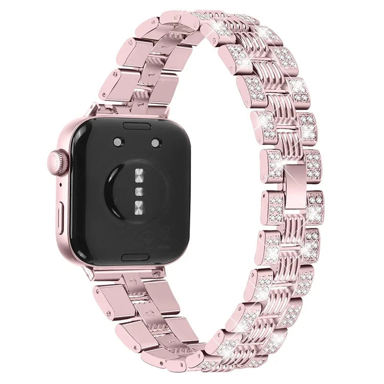 For Huawei Watch Fit 3 Rhinestone Decor Thread Texture Smart Watch Band Metal Wrist Strap