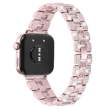 For Huawei Watch Fit 3 Rhinestone Decor Thread Texture Smart Watch Band Metal Wrist Strap