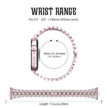 For Huawei Watch Fit 3 Rhinestone Decor Thread Texture Smart Watch Band Metal Wrist Strap