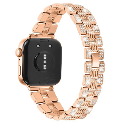 For Huawei Watch Fit 3 Rhinestone Decor Thread Texture Smart Watch Band Metal Wrist Strap
