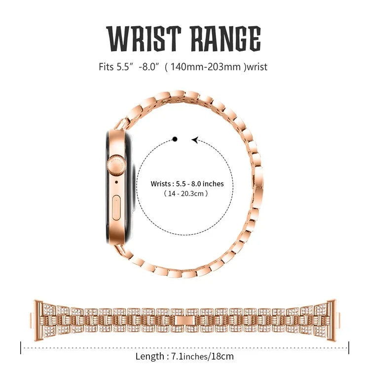 For Huawei Watch Fit 3 Rhinestone Decor Thread Texture Smart Watch Band Metal Wrist Strap