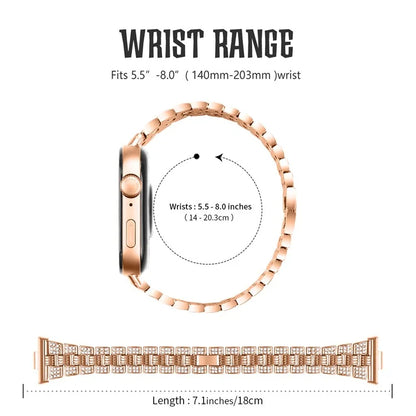 For Huawei Watch Fit 3 Rhinestone Decor Thread Texture Smart Watch Band Metal Wrist Strap