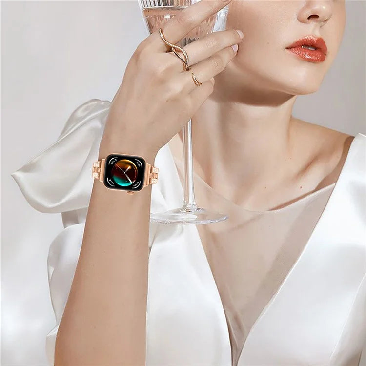 For Huawei Watch Fit 3 Rhinestone Decor Thread Texture Smart Watch Band Metal Wrist Strap