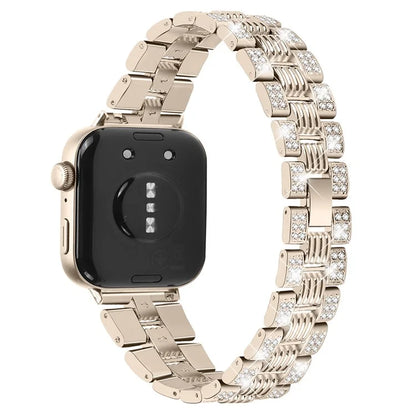 For Huawei Watch Fit 3 Rhinestone Decor Thread Texture Smart Watch Band Metal Wrist Strap