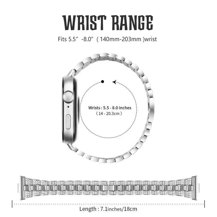 For Huawei Watch Fit 3 Rhinestone Decor Thread Texture Smart Watch Band Metal Wrist Strap
