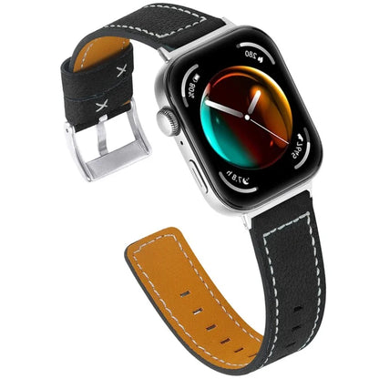 For Huawei Watch Fit 3 Watch Strap Stitching Lines Genuine Cow Leather Wrist Band