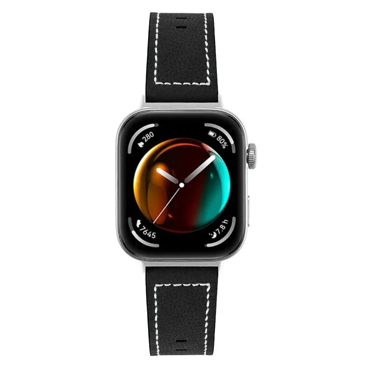 For Huawei Watch Fit 3 Watch Strap Stitching Lines Genuine Cow Leather Wrist Band