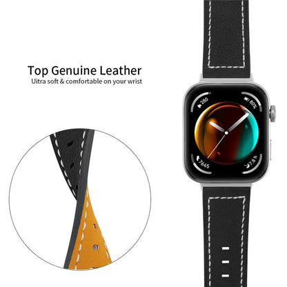 For Huawei Watch Fit 3 Watch Strap Stitching Lines Genuine Cow Leather Wrist Band